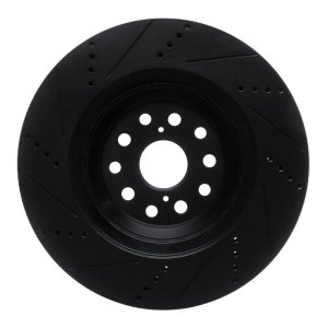 Lexus LS500 Brake Rotor (1) - Front Right - R1 Concepts - Drilled & Slotted - Black - `07-`23